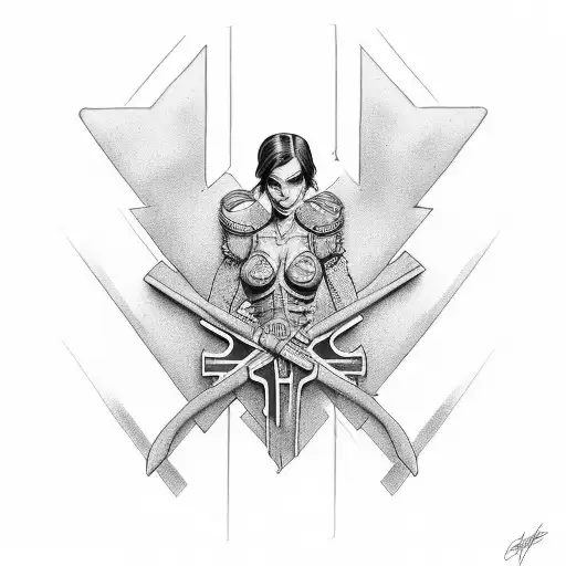 "Corey's girl " with iron cross  tattoo design idea