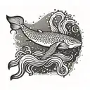 An intricate design featuring a swimmer diving into a pool with cuttlefish swimming alongside tattoo design idea