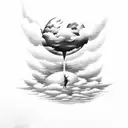 Icarus falling through the clouds, with the meaning of rebirth tattoo design idea