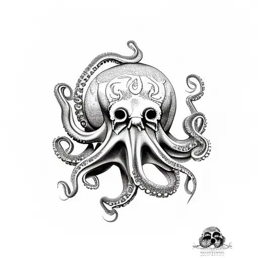 octopus skull  tattoo design idea