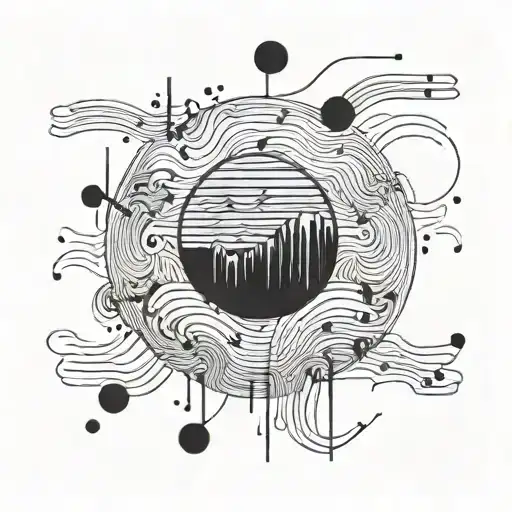 An abstract tattoo of sound waves from "Abegginers guide to destroying the moon" intertwined with circuit board patterns tattoo design idea