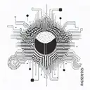 An abstract tattoo of sound waves from "Abegginers guide to destroying the moon" intertwined with circuit board patterns tattoo design idea