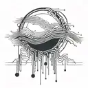 An abstract tattoo of sound waves from "Abegginers guide to destroying the moon" intertwined with circuit board patterns tattoo design idea
