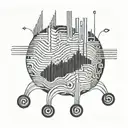 An abstract tattoo of sound waves from "Abegginers guide to destroying the moon" intertwined with circuit board patterns tattoo design idea