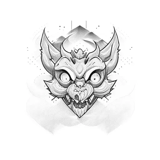 Game character in blackwork style tattoo design idea