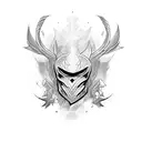 Game character in blackwork style tattoo design idea