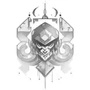 Game character in blackwork style tattoo design idea