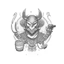 Game character in blackwork style tattoo design idea