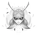 Game character in blackwork style tattoo design idea