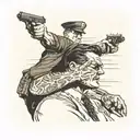 man pointing a handgun at the back of a cops head tattoo design idea