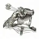 man pointing a handgun at the back of a cops head tattoo design idea