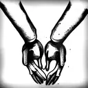 two hands holding each other, one of them is shaped like a skull  tattoo design idea