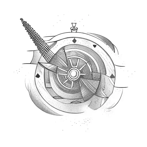 A Viking longship sailing through a sea of wine glasses tattoo design idea