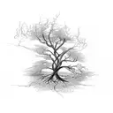 twisted tree branches horizontal intertwined with beads tattoo design idea