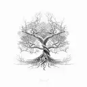 twisted tree branches horizontal intertwined with beads tattoo design idea