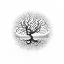 twisted tree branches horizontal intertwined with beads tattoo design idea