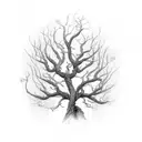 twisted tree branches horizontal intertwined with beads tattoo design idea