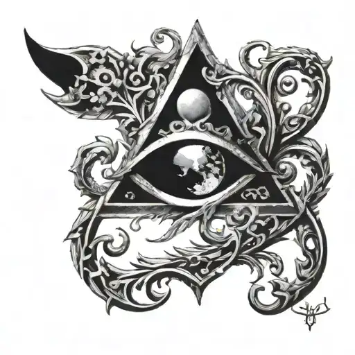 Veles symbol black ink tattoo design idea