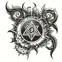 Veles symbol black ink tattoo design idea