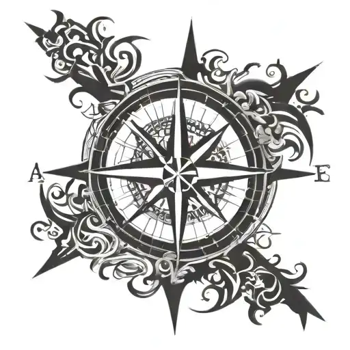 nautical compass tattoo design idea