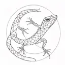 A surrealistic lizard design merging with abstract shapes and patterns tattoo design idea