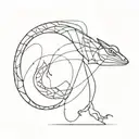 A surrealistic lizard design merging with abstract shapes and patterns tattoo design idea