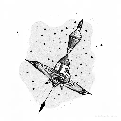 Abstract representation of freedom with a soaring rocket and birds in flight tattoo design idea