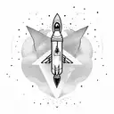 Abstract representation of freedom with a soaring rocket and birds in flight tattoo design idea