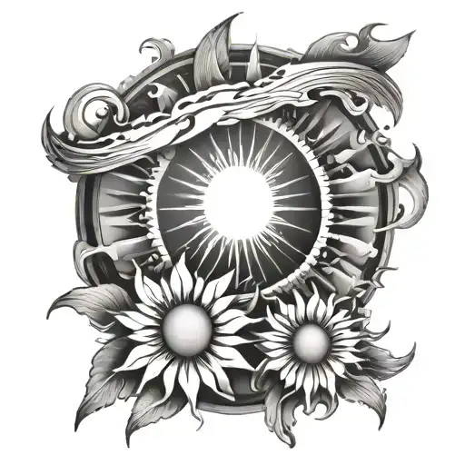 sun rays tattoo design idea