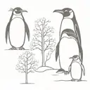 penguin, family, tree tattoo design idea