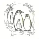 penguin, family, tree tattoo design idea