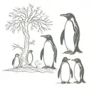 penguin, family, tree tattoo design idea