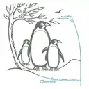 penguin, family, tree tattoo design idea