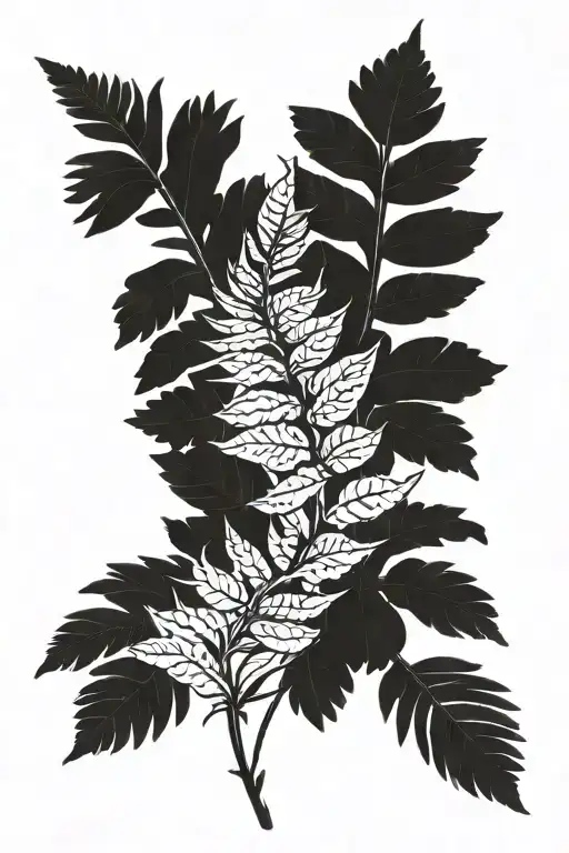 sword fern plant with tendrils tattoo design idea