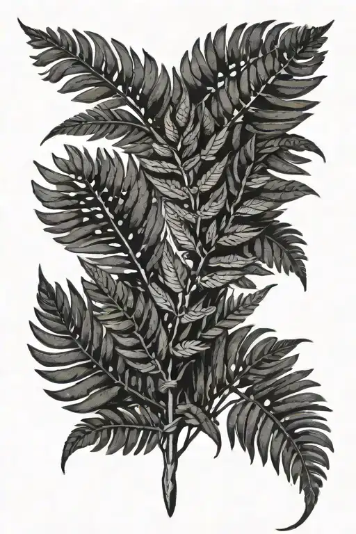 sword fern plant with tendrils tattoo design idea