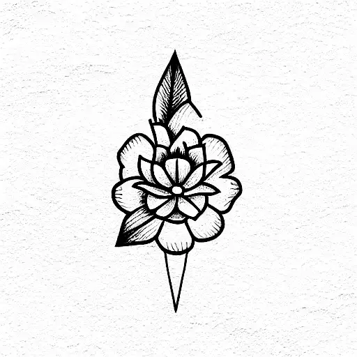 dessert, knife, flower tattoo design idea