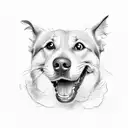 Mischievous dog chasing a frightened cat into a building with a sign that says “Treats Inside” but is peeling back to sh tattoo design idea