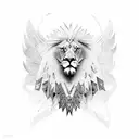 eagle wings, lion, forest tattoo design idea