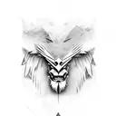 eagle wings, lion, forest tattoo design idea