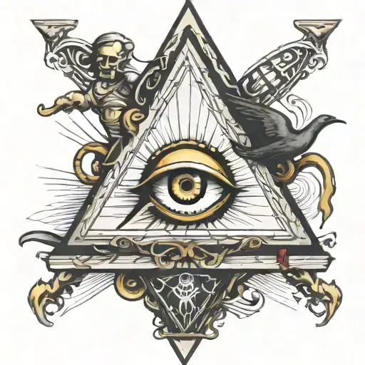 triangle Illuminati eye looks like a pirate one piece tattoo design idea