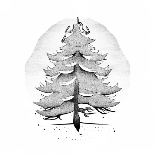 pine tree with roots  tattoo design idea