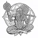 Celtic warrior meditating tattoo design idea