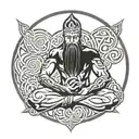 Celtic warrior meditating tattoo design idea