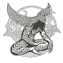 Celtic warrior meditating tattoo design idea