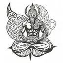 Celtic warrior meditating tattoo design idea