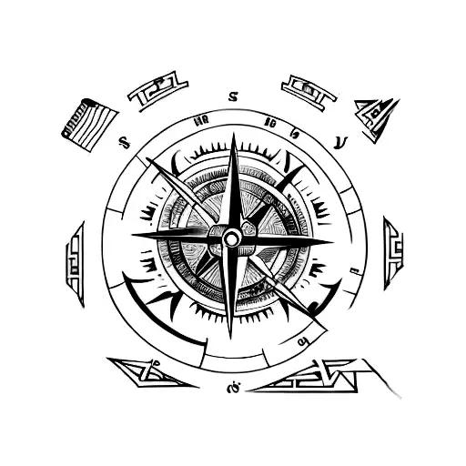 A tattoo design combining elements of Greek mythology and a compass tattoo design idea