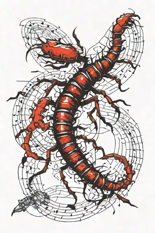 centipede with spine length  tattoo design idea