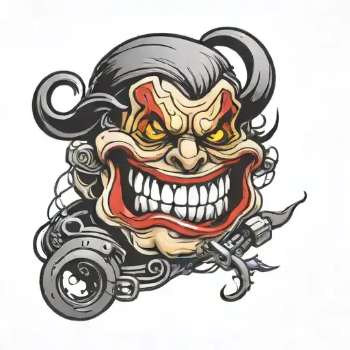 busted up smile tattoo design idea