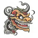 busted up smile tattoo design idea