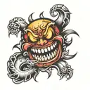 busted up smile tattoo design idea